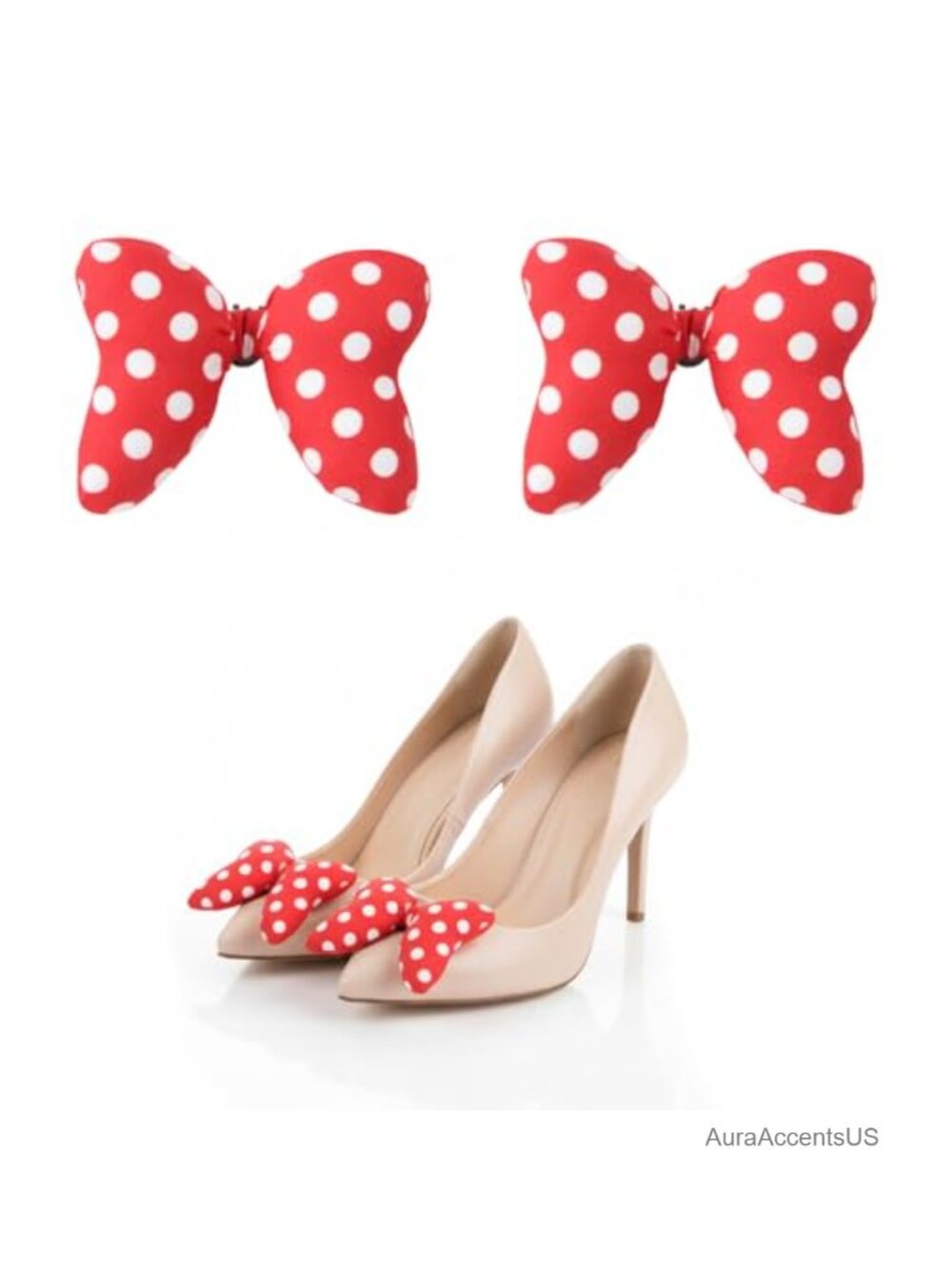 2 PCS Polka Dot Bow Shoe Clips Removable Shoe Decoration Charms